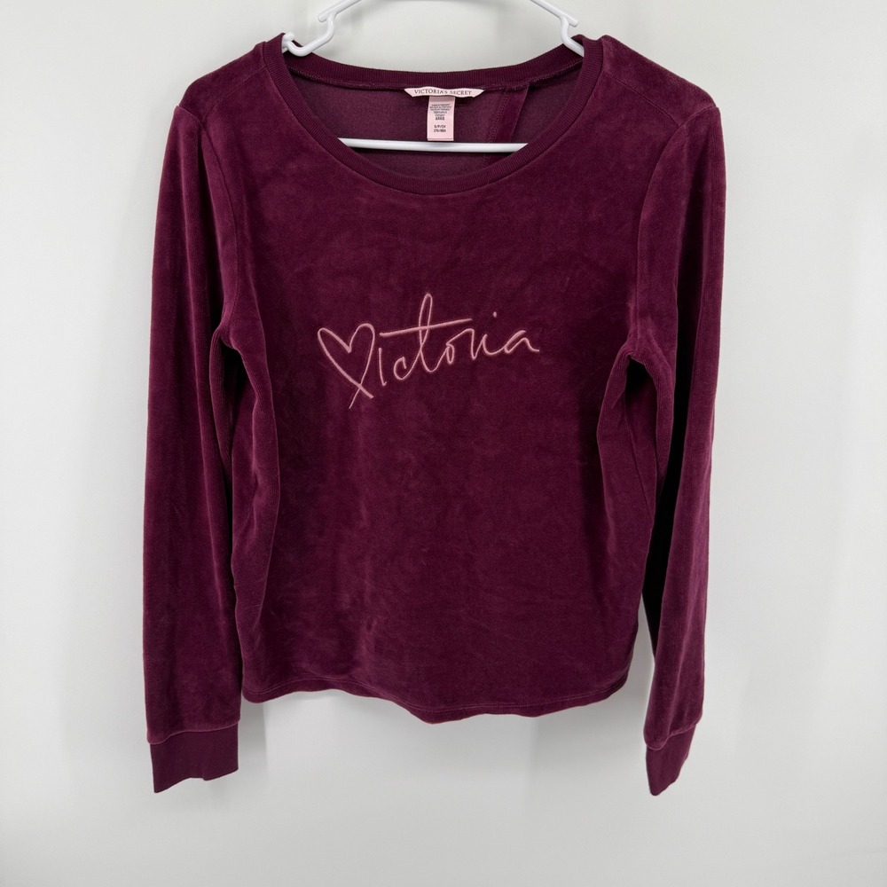 Victoria's Secret Burgundy Velour Open‎ Back Pullover Top Small Loungewear Y2K